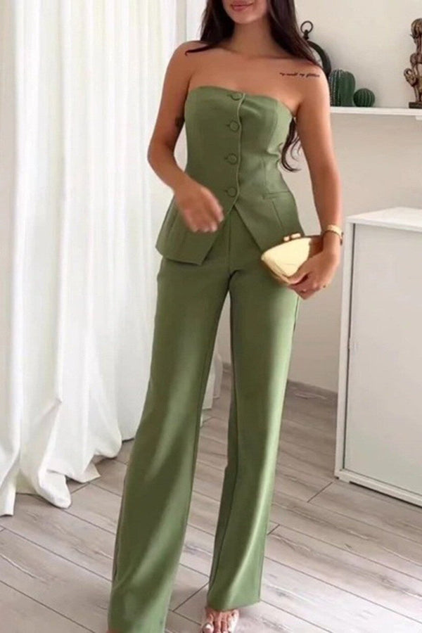 BRIA - Sleeveless Two-Piece Set with Buttons