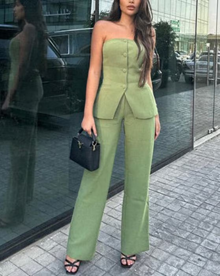 BRIA - Sleeveless Two-Piece Set with Buttons
