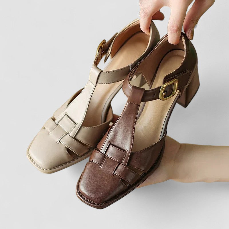 Elyxiana | Orthopedic Block Heels with T-Strap