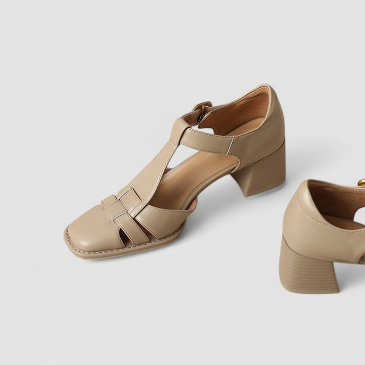 Elyxiana | Orthopedic Block Heels with T-Strap