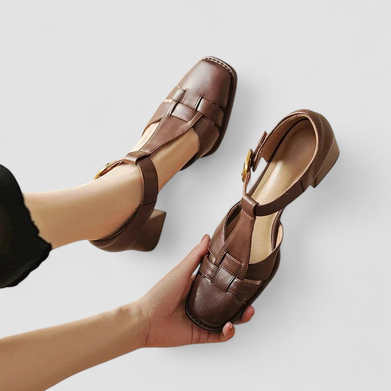 Elyxiana | Orthopedic Block Heels with T-Strap