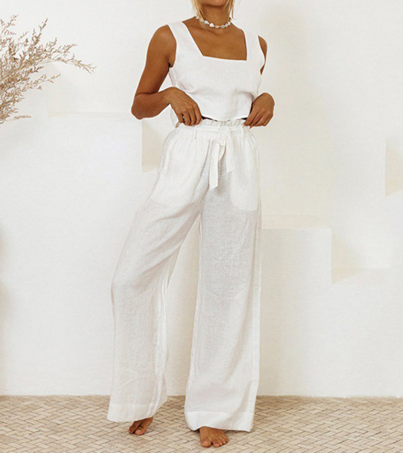 Megan - Minimalist Top and Flared Pants Set