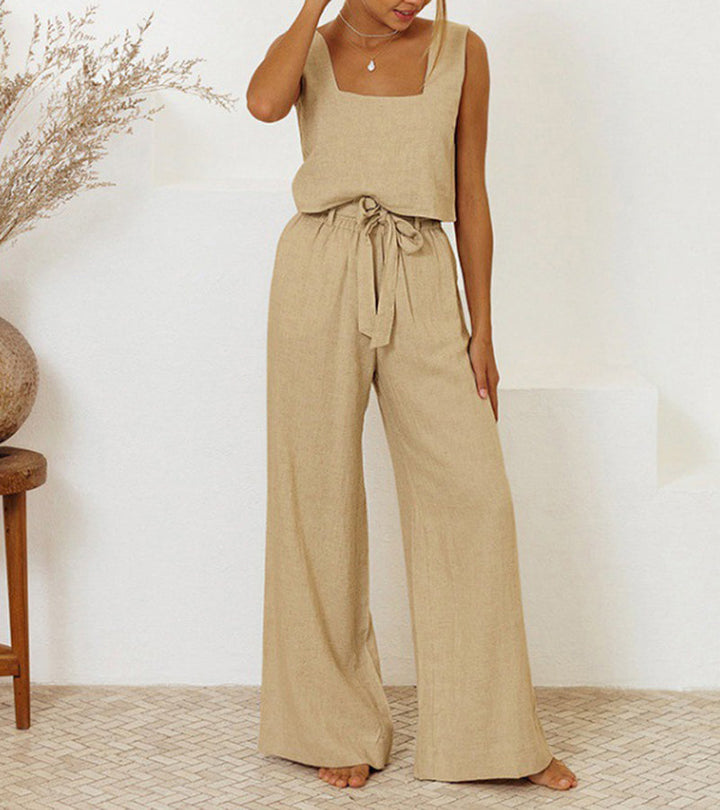 Megan - Minimalist Top and Flared Pants Set