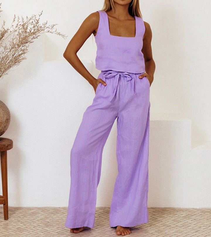 Megan - Minimalist Top and Flared Pants Set