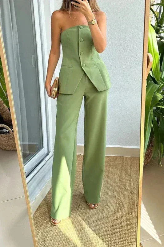 BRIA - Sleeveless Two-Piece Set with Buttons