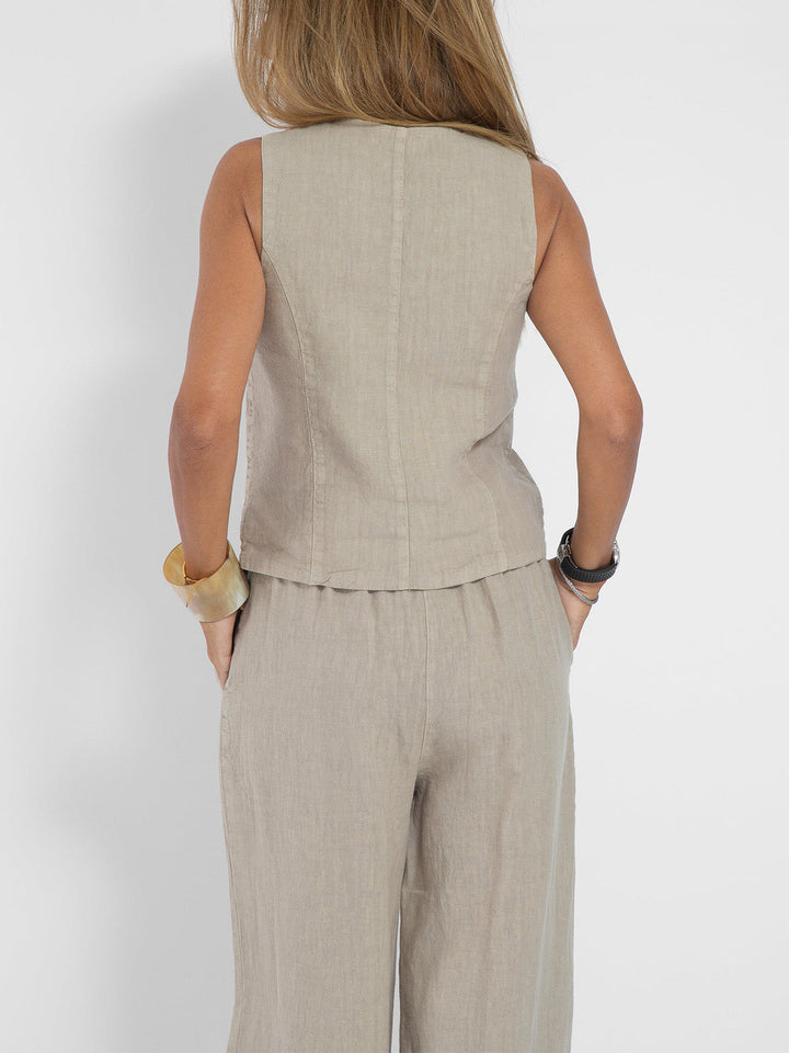 Aira - Buttoned Vest & Wide Pants Set