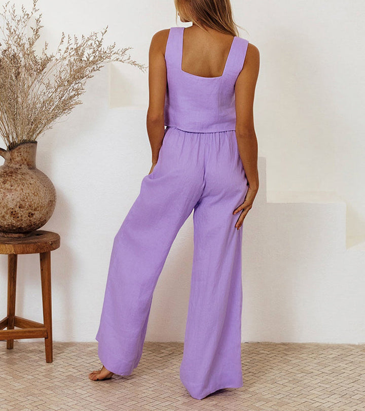 Megan - Minimalist Top and Flared Pants Set