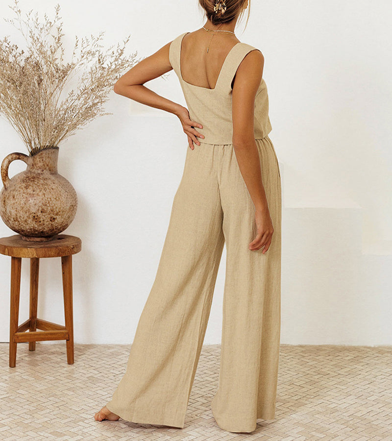Megan - Minimalist Top and Flared Pants Set