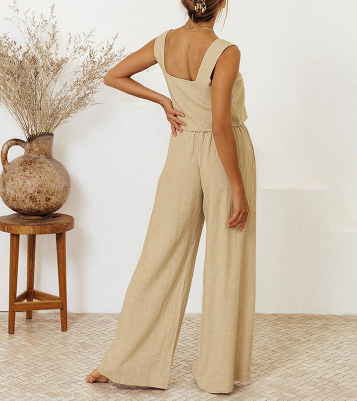 Megan - Minimalist Top and Flared Pants Set